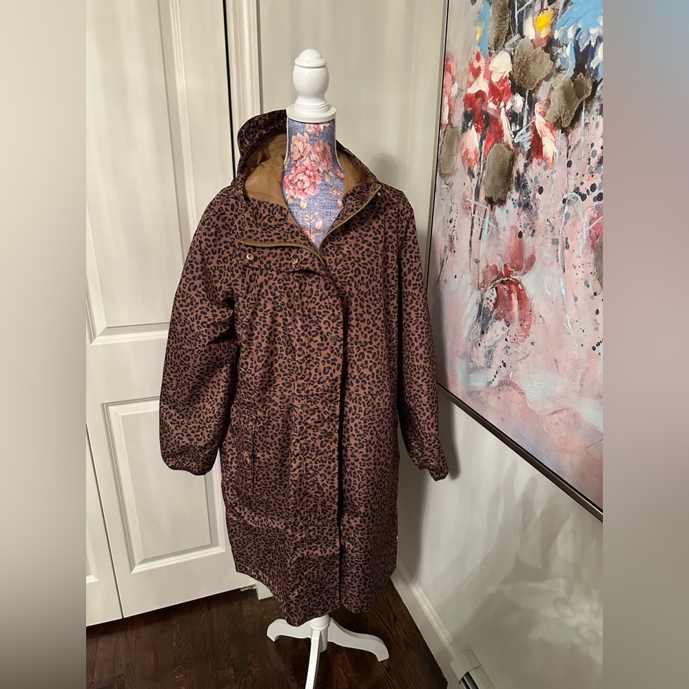 Leopard Print Joules raincoat with pouch
